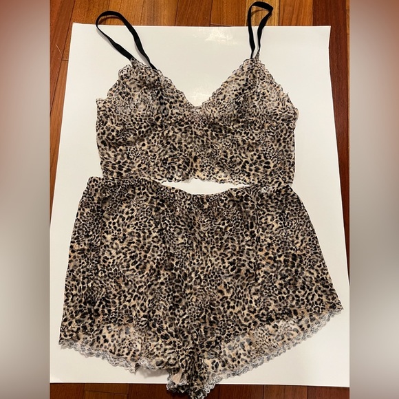 Victoria's Secret leopard sexy mesh  pjs set - Picture 1 of 8